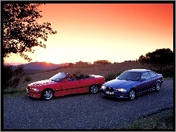 Granatowy, E36, BMW 3, Czerwony Cabriolet